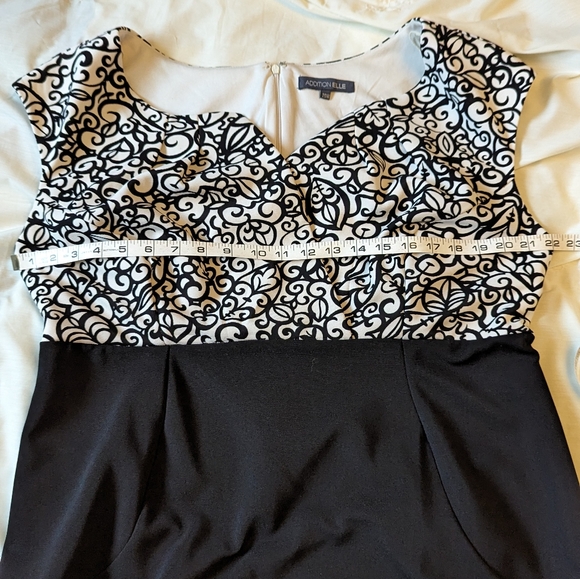 Addition Elle sz20W stretch white w/ black pencil skirt cap sleeve dress VGUC - Picture 4 of 7